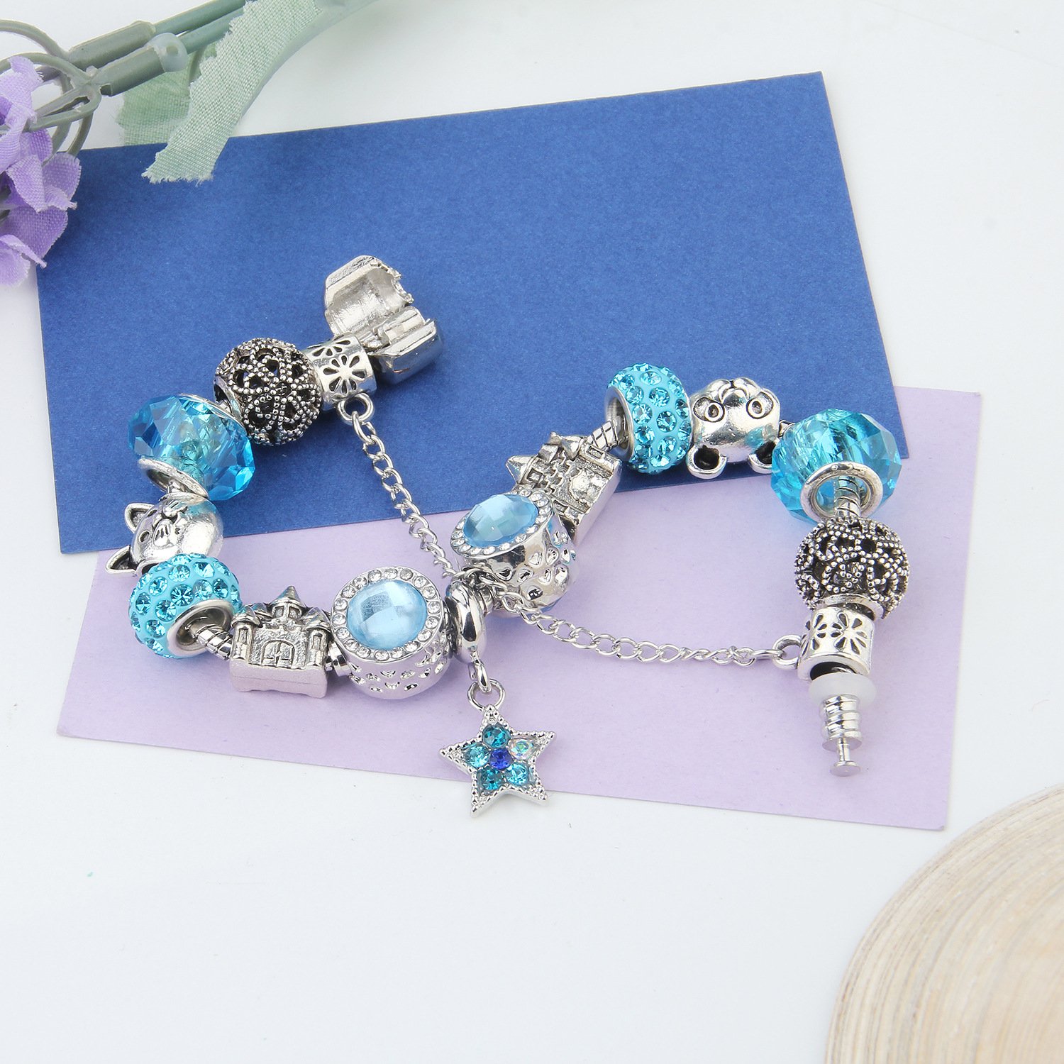 Modulárny Náramok s Príveskami Modrá Hviezda – Obrázok 3