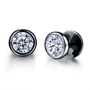 Arterer Pánske náušnice z chirurgickej ocele – čierne puzety so zirkónmi