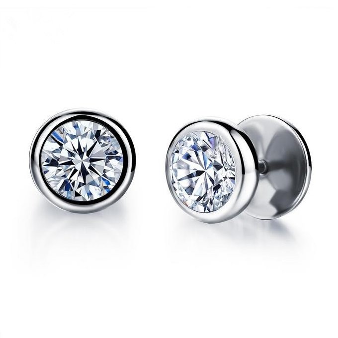 Arterer Pánske náušnice z chirurgickej ocele – Postriebrené puzety so zirkónmi