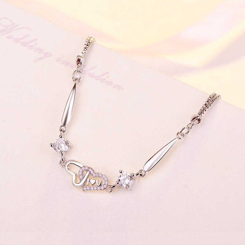 Strieborný Náramok S925 Dve Spojené Srdcia – Obrázok 4