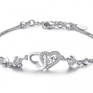 Strieborný Náramok S925 Dve Spojené Srdcia