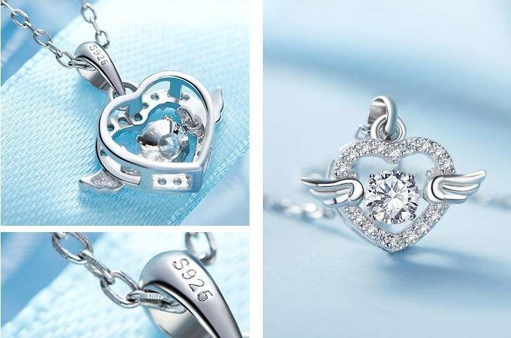 Postriebrený prívesok 925 Srdce Wings – Obrázok 5