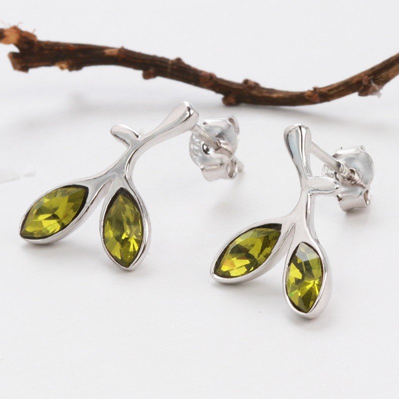 Postriebrené náušnice 925 – Zircon Leaves – Obrázok 3