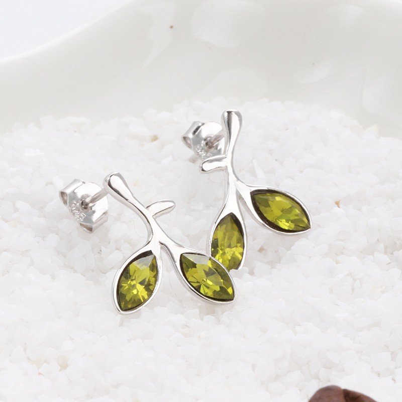 Postriebrené náušnice 925 – Zircon Leaves – Obrázok 4