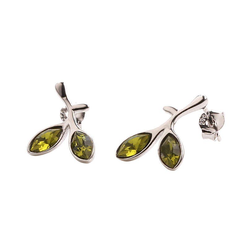 Postriebrené náušnice 925 – Zircon Leaves