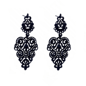 Čierne prelamované náušnice - Black Filigree Elegance