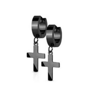 Náušnice s čiernym krížikom Faith