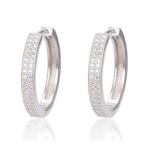 Postriebrené kruhové náušnice 925 so zirkónmi Shiny Hoops