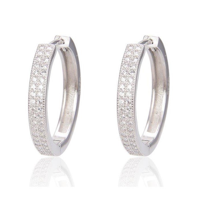 Postriebrené kruhové náušnice 925 so zirkónmi Shiny Hoops
