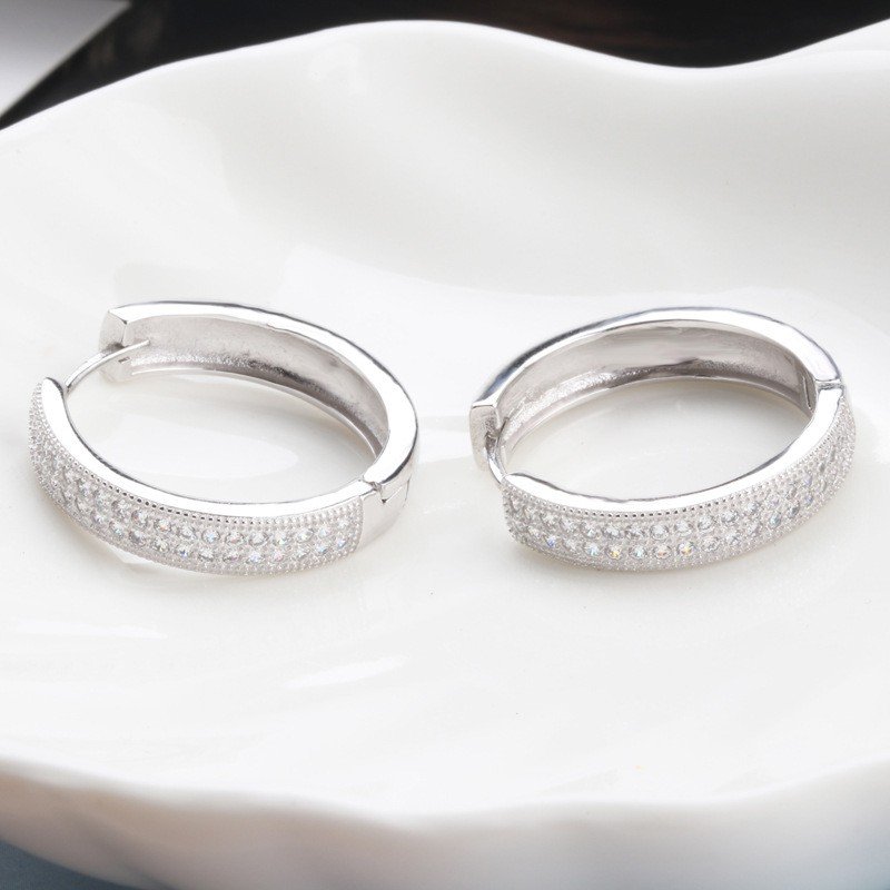 Postriebrené kruhové náušnice 925 so zirkónmi Shiny Hoops – Obrázok 4