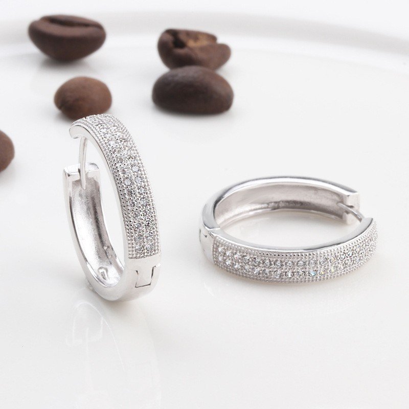 Postriebrené kruhové náušnice 925 so zirkónmi Shiny Hoops – Obrázok 5