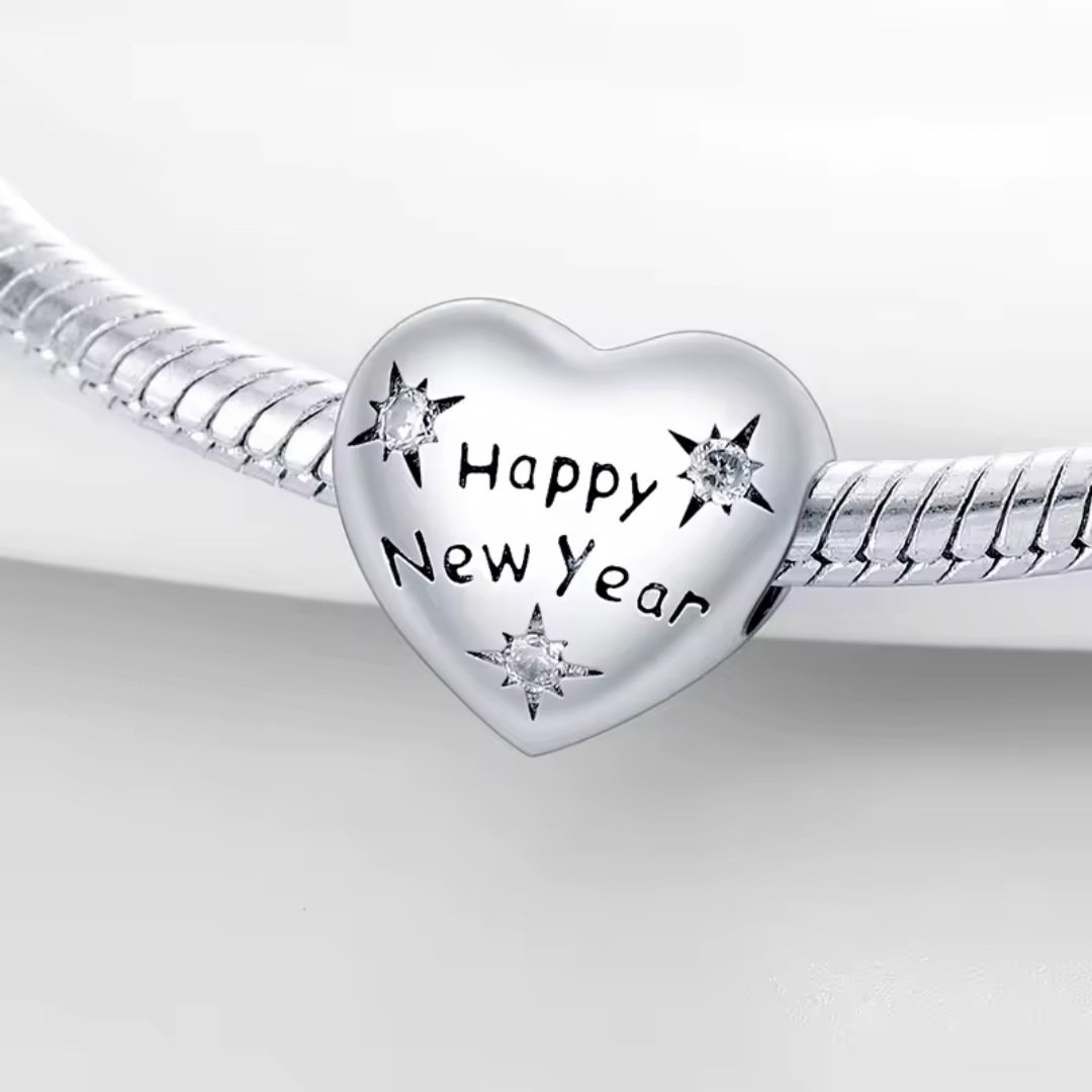 Arterer Strieborný Prívesok S925 Srdce Happy New Year – Obrázok 2