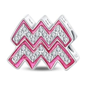 Arterer Strieborný Prívesok S925 Znamenie Zverokruhu Ružový Vodnár