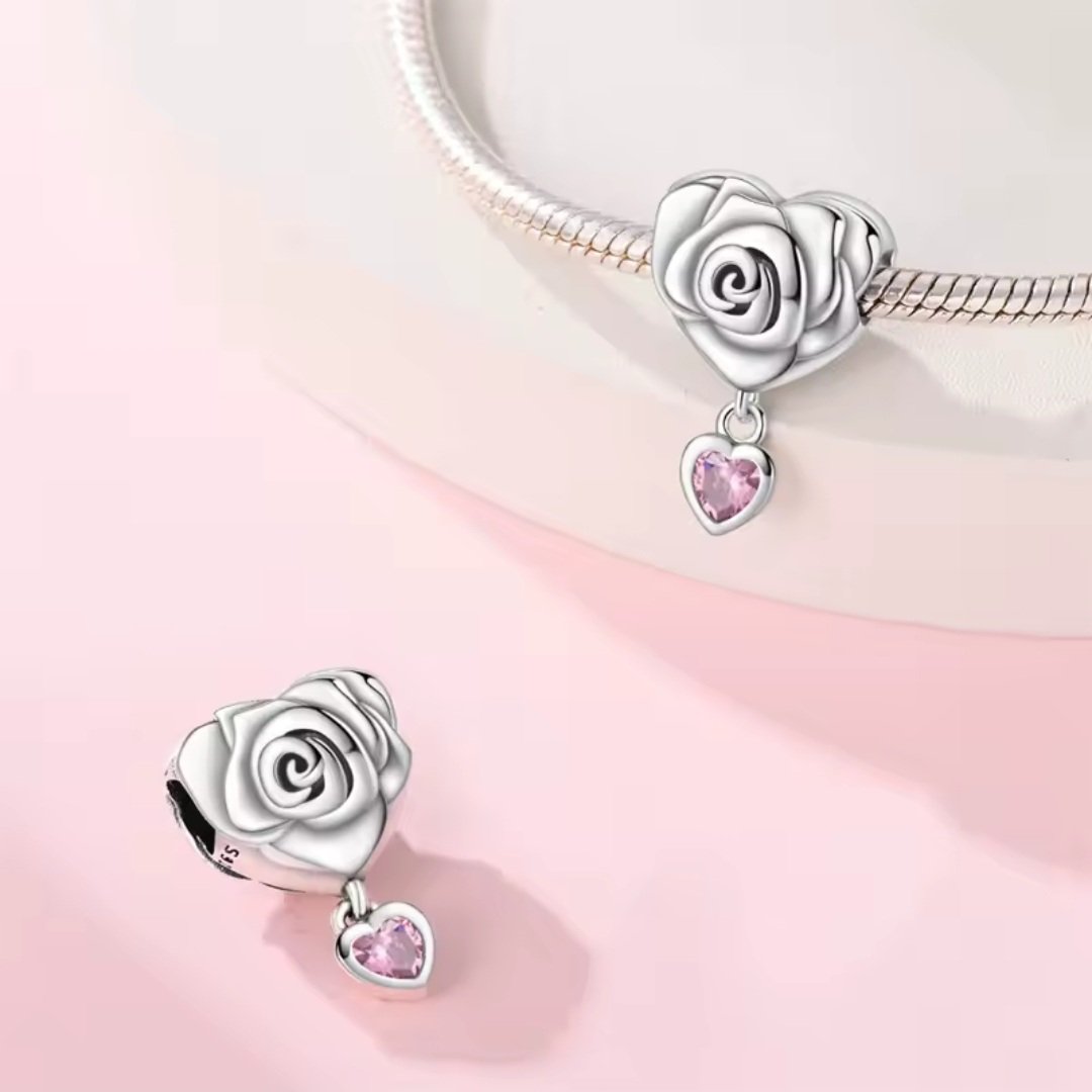 Arterer Strieborný Prívesok S925 Srdce z Ruže – Obrázok 2