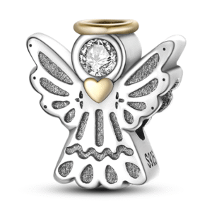 Arterer Strieborný Prívesok S925 Anjel so Zlatou Svätožiarou