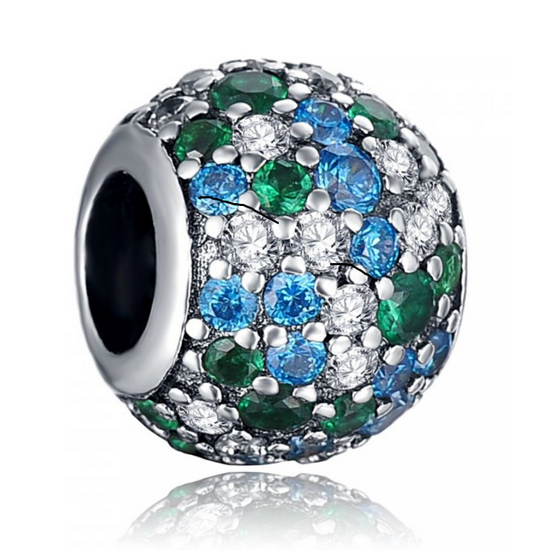 Strieborný prívesok S925 Modro-zelené Zirkóny