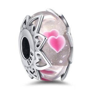 Strieborný prívesok S925 Murano Sklo, Srdce