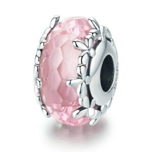 Strieborný prívesok S925 Strieborný s Ružovým Murano Sklom