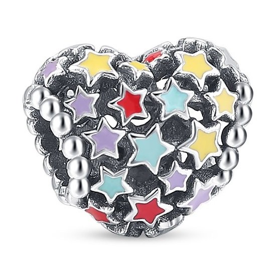 Strieborný prívesok S925 Srdce a Farebné Hviezdy