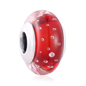 Strieborný prívesok S925 Červené Murano Sklo