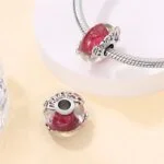 Arterer Strieborný Prívesok S925 Červené Murano Sklo Višne – Obrázok 2